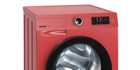 Washing machine, Red, Major appliance, Clothes dryer, Orange, Circle, Gas, Home appliance, Metal, Plastic, 