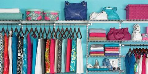 Blue, Room, Textile, Clothes hanger, Collection, Electric blue, Fashion, Shelving, Shelf, Retail, 
