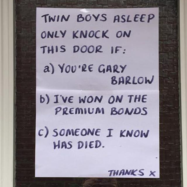 Mums Leave Hilarious Nap Time Warning Notes To Ward Off Visitors