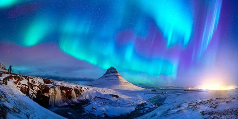 Aurora, Atmosphere, Natural landscape, Winter, Atmospheric phenomenon, Slope, Space, Geological phenomenon, World, Freezing, 