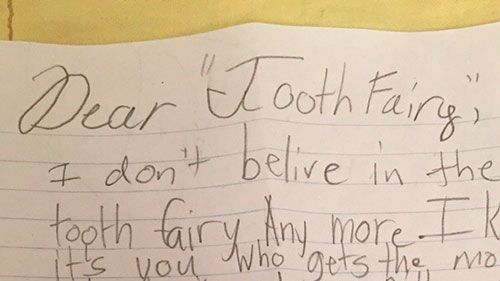 Little girl reveals she knows the Tooth Fairy doesn't exist in funny letter