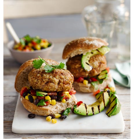 Cajun turkey burgers with corn salsa