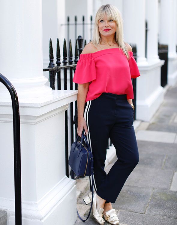 Fashion Tops Off-The-Shoulder Tops H&M Off-The-Shoulder Top red casual look 