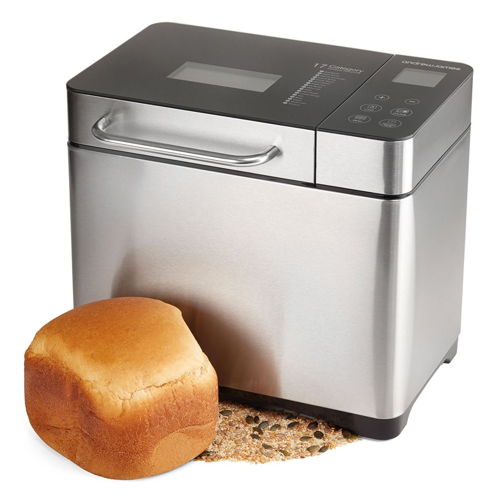 3 Accessories Andrew James Digital Automatic Breadmaker French Bread Options 11 Pre-set Functions Cool Touch Display Window Digital Control 1 Hour Keep Warm Bread Maker with Gluten Free