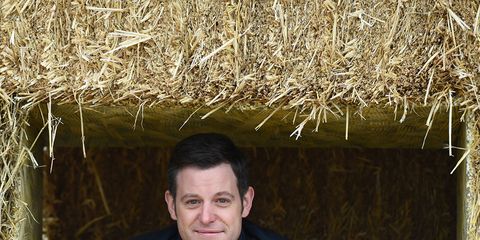 Human, Mouth, Dress shirt, Chin, Hay, Straw, People in nature, Agriculture, Grass family, Twig, 