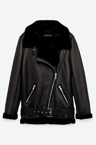 zara leather aviator jacket