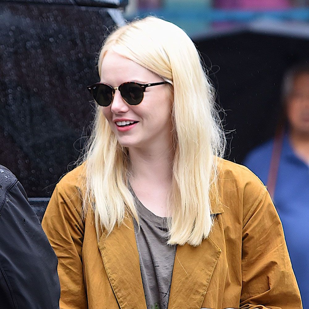 Emma Stone Steps Out With Long Blonde Hair