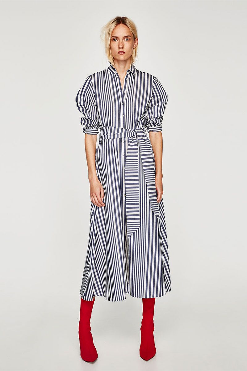zara long striped dress