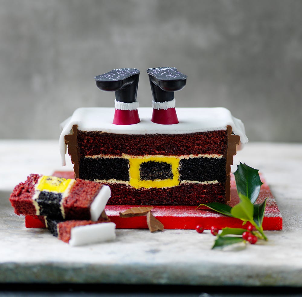 M S Christmas Dessert We Love Marks And Spencers Santa Stuck Up The Chimney Cake Christmas santa and elf legs christmas tree hanging decoration legs festival new year decorative hanging ornament. spencers santa stuck up the chimney cake