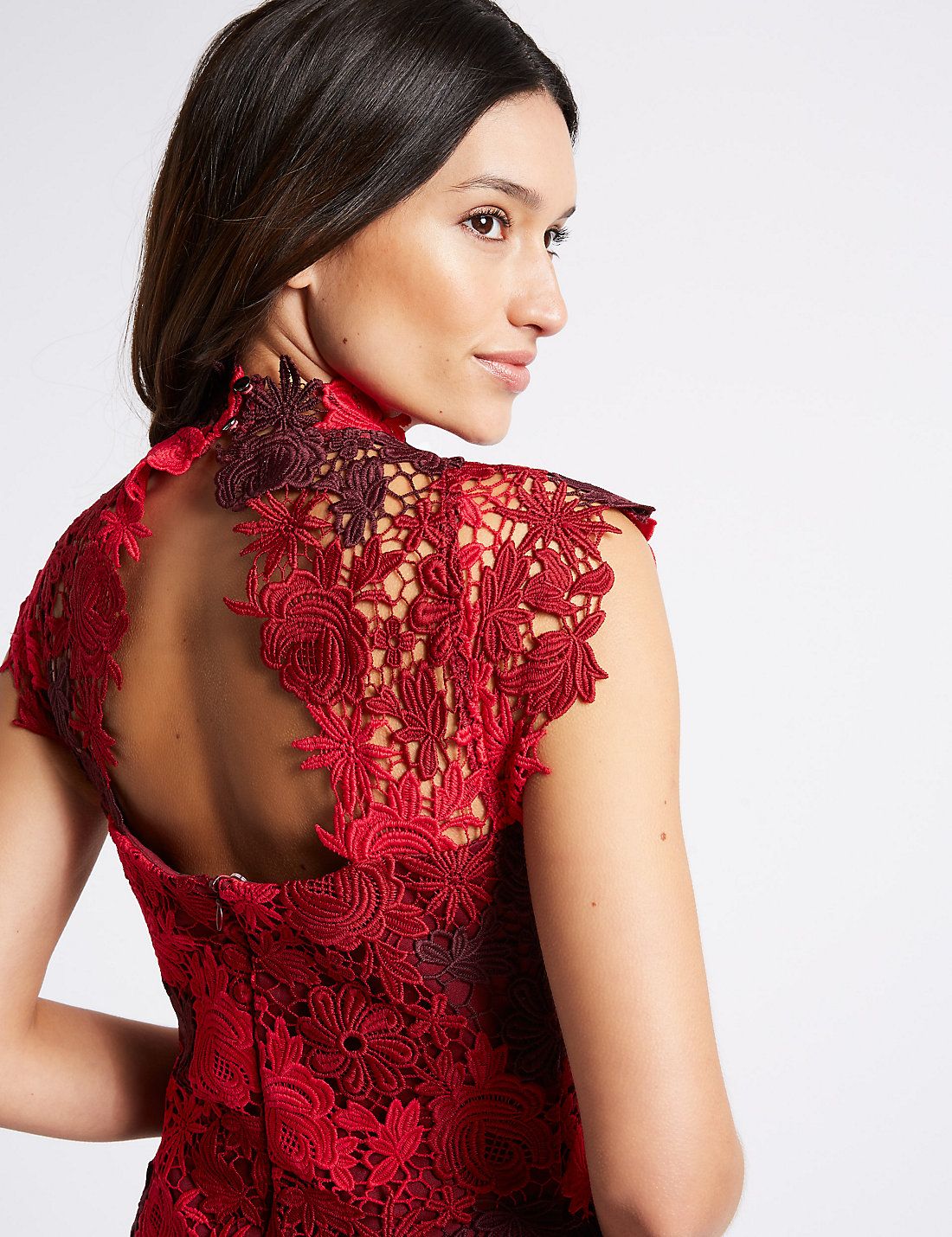 m&s red lace dress