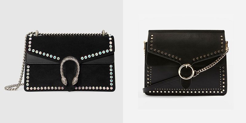 topshop peony studded shoulder bag