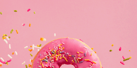 Doughnut, Pink, Sprinkles, Glaze, Sweetness, Baked goods, Food, Heart, Illustration, Pastry, 