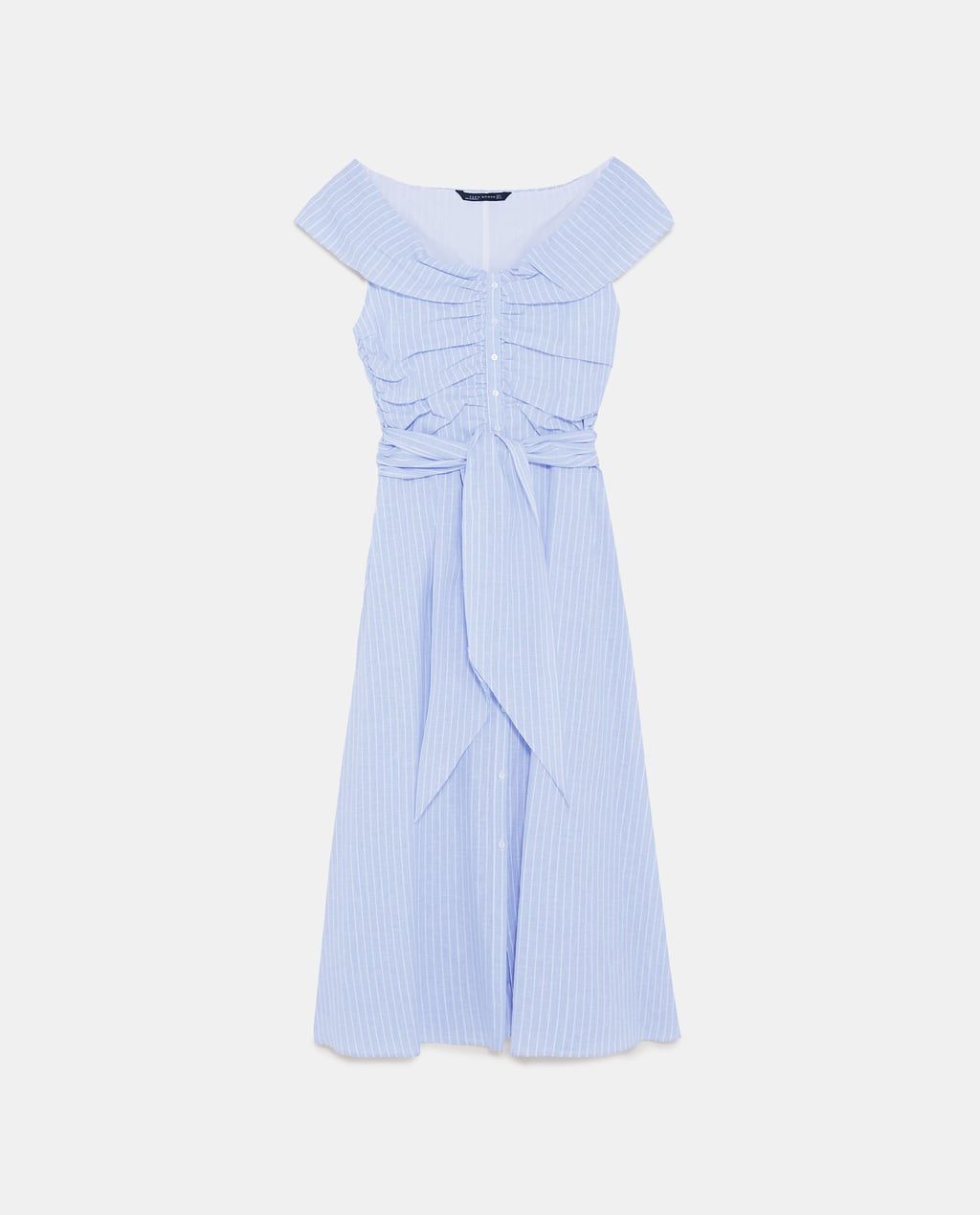 zara blue white striped dress