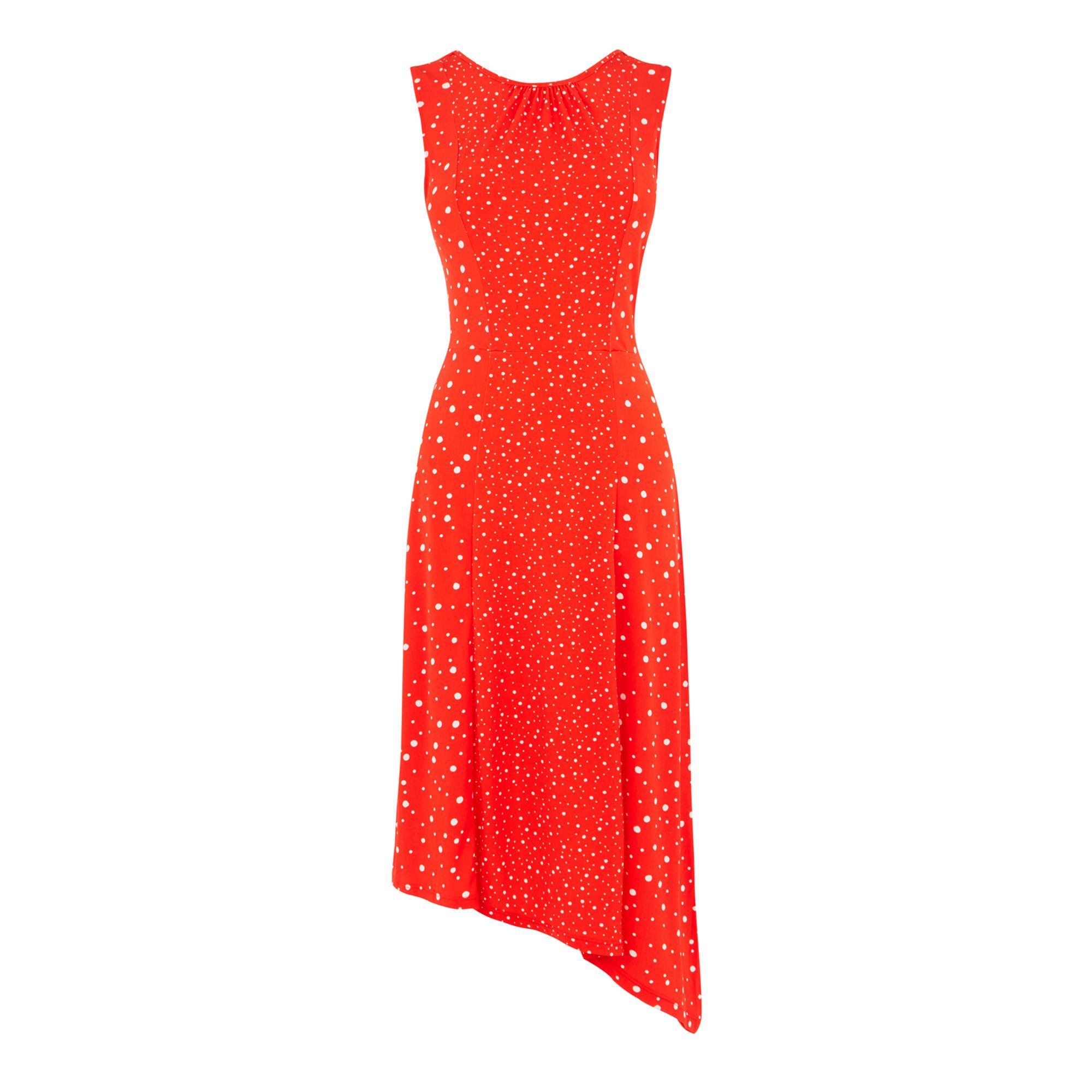 warehouse red polka dot dress