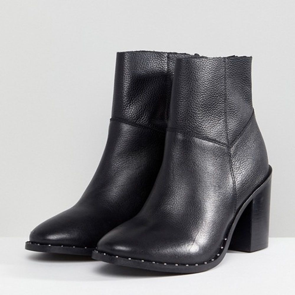 black leather shoe boots
