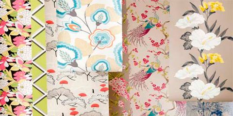Textile, Room, Petal, Creative arts, Interior design, Wallpaper, Floral design, Peach, Pedicel, Flower Arranging, 