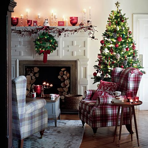 Fireplace decor  ideas for Christmas  Christmas  decorations 