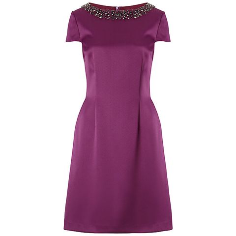 Dress, Sleeve, Textile, Magenta, One-piece garment, Purple, Pink, Formal wear, Day dress, Pattern, 