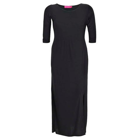 Sleeve, Dress, Standing, Formal wear, One-piece garment, Black, Day dress, Costume design, Fashion design, Pattern, 