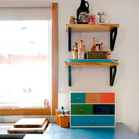 Room, Bottle, Drawer, Teal, Sideboard, Turquoise, Cabinetry, Chest of drawers, Glass bottle, Dresser, 