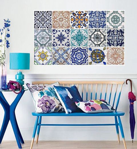Blue, Room, Textile, Purple, Furniture, Violet, Teal, Pattern, Aqua, Turquoise, 