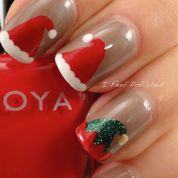 santa hats nails