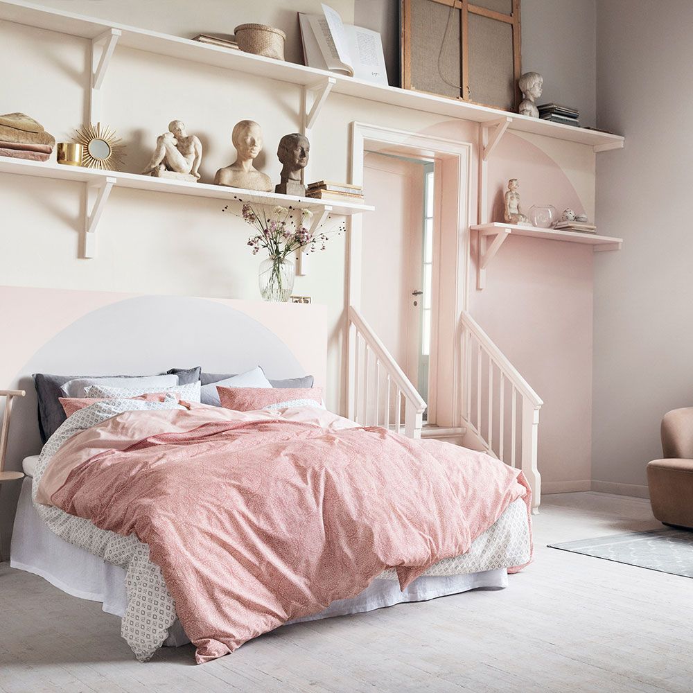 baby pink grey and white room