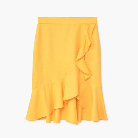 Clothing, Yellow, Orange, Textile, Waist, A-line, Skort, Ruffle, Trousers, 