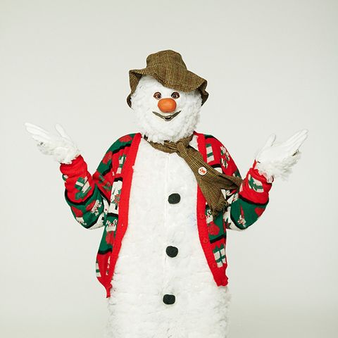 Fictional character, Costume accessory, Winter, Christmas, Carmine, Costume hat, Snowman, Pleased, Costume design, Costume, 