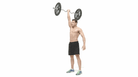 Barbell, Shoulder, Arm, Exercise equipment, Standing, Overhead press, Joint, Physical fitness, Sports equipment, Human leg,
