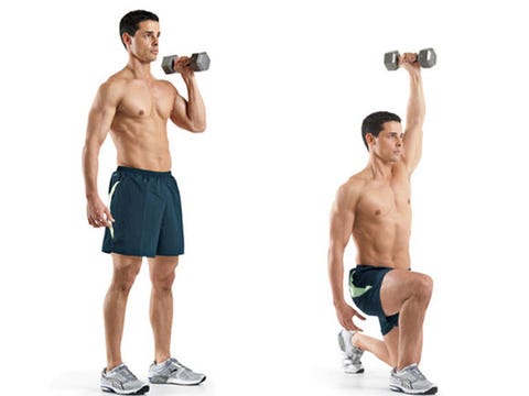 9 single arm reverse lunge press