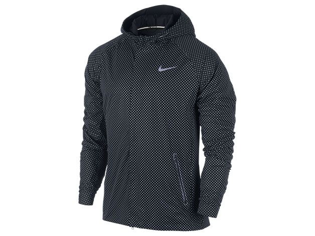 nike running jacket with printed panels in black