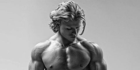 Hairstyle, Bodybuilder, Chin, Shoulder, Standing, Joint, Chest, Barechested, Wrist, Style, 
