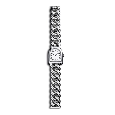 Watch, Watch accessory, Metal, Strap, Nickel, Steel, Silver, Analog watch, Platinum, Silver, 