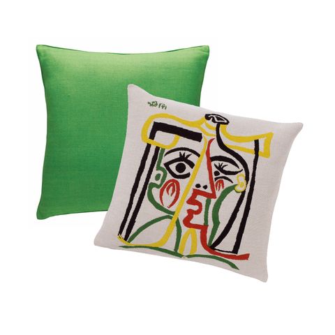 Green, Textile, Cushion, Linens, Pillow, Throw pillow, Home accessories, Rectangle, Bedding, Visual arts, 