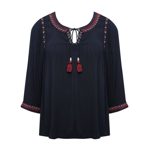 Clothing, Sleeve, Blouse, Outerwear, Dress, T-shirt, Neck, Embroidery, Top, 