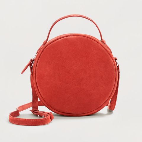 Bag, Handbag, Red, Fashion accessory, Leather, Shoulder bag, Luggage and bags, Circle, Coin purse, Magenta, 