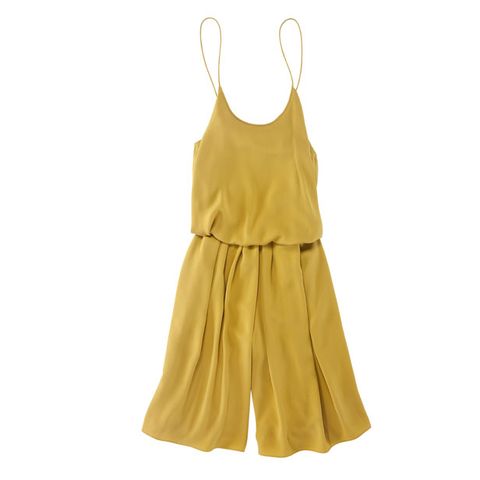 Product, Brown, Yellow, Dress, One-piece garment, Day dress, Pattern, Beige, Fashion design, Sleeveless shirt, 