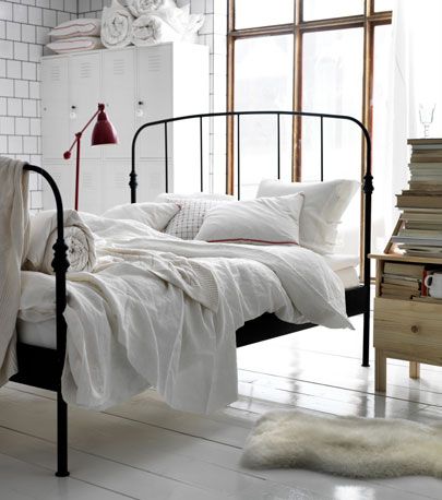 Bed, Furniture, Bedroom, Bed frame, Bedding, Bed sheet, Room, Iron, Nightstand, Interior design, 