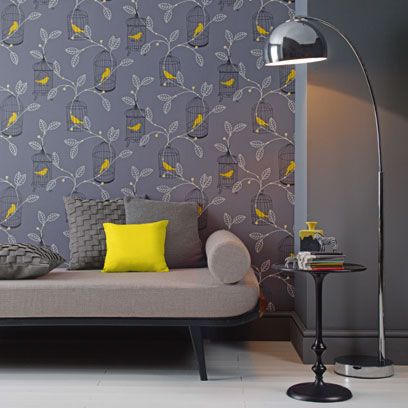 Yellow, Room, Interior design, Wall, Furniture, Purple, Interior design, Light fixture, Grey, Lavender, 