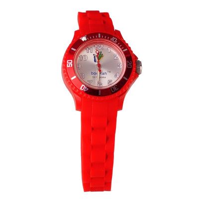 Product, Watch, Analog watch, Red, White, Fashion accessory, Watch accessory, Glass, Font, Orange, 