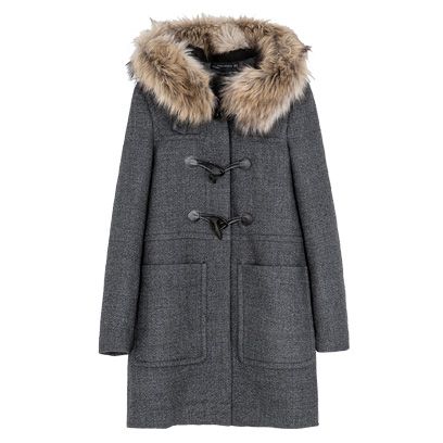 zara duffle coat with fur hood