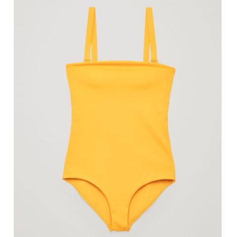Clothing, Swimwear, Yellow, Orange, One-piece swimsuit, Undergarment, Monokini, Swimsuit bottom, Bikini, Maillot, 