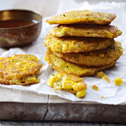 Spiced Sweetcorn Fritters Easy Vegetarian Recipes