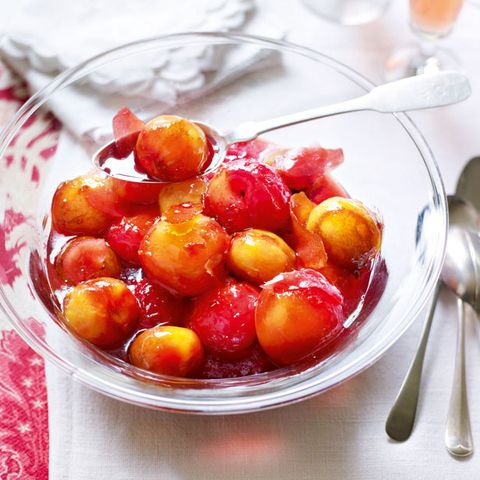 Ginger poaches plums with brown sugar cream recipe