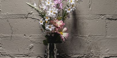 Glass, Flower, Drinkware, Petal, Still life photography, Flowering plant, Artifact, Serveware, Cut flowers, Purple, 