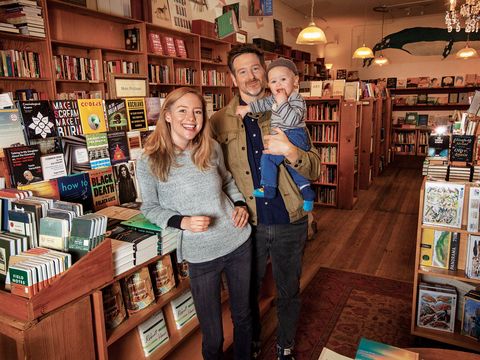 stephen sparks and molly parent, owners of point reyes books, with their 14 month old son, liam, their store exemplifies the resurgence of independent booksellers in the age of amazon