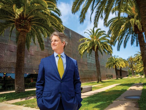 thomas campbell, director and ceo of the fine arts museums of san francisco, outside the de young museum, in golden gate park