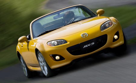 mazda miata mx 2009 touring grand spider fiat instrumented test abarth apr 2006 driver