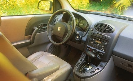 2003 Saturn Vue Road Test Review Car And Driver The Vue Sticks To Saturn S Innocuous Styling Template With Its Narrow Rectangular Headlights And Grille Free Front Fascia It A Look That Focus